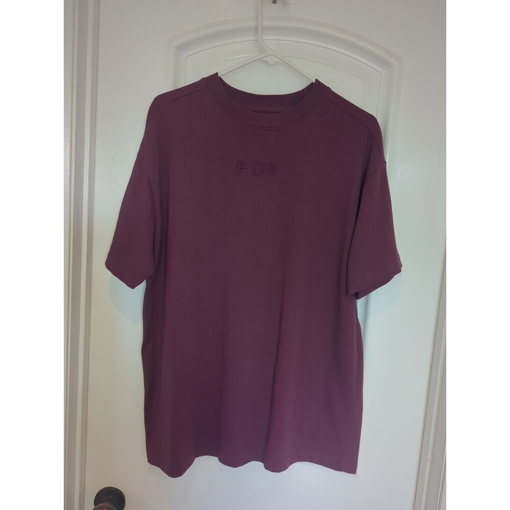 Fox Racing Men's Unisex Sm Burgundy Embroidered Sleeve Tee T-Shirt Premium
